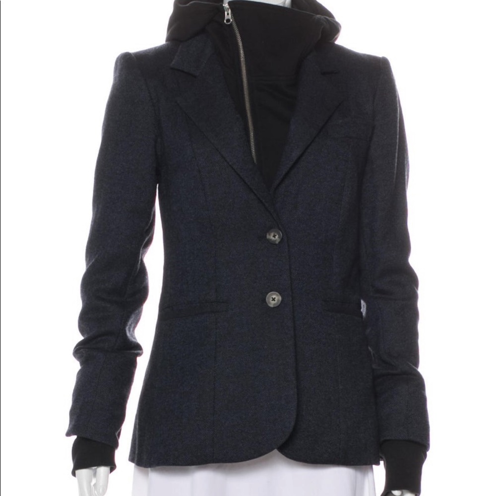 Veronica Beard Navy Tweed Blazer Hooded Dickie 2